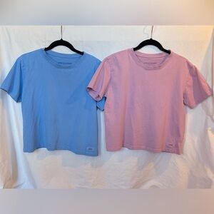Life is Good Cropped Cotton Womens Small Set of Solid Boxy Crusher Tees